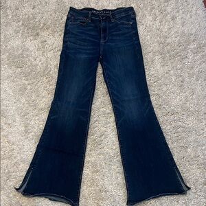 American Eagle Outfitters Deep Blue Wide Leg Jeans